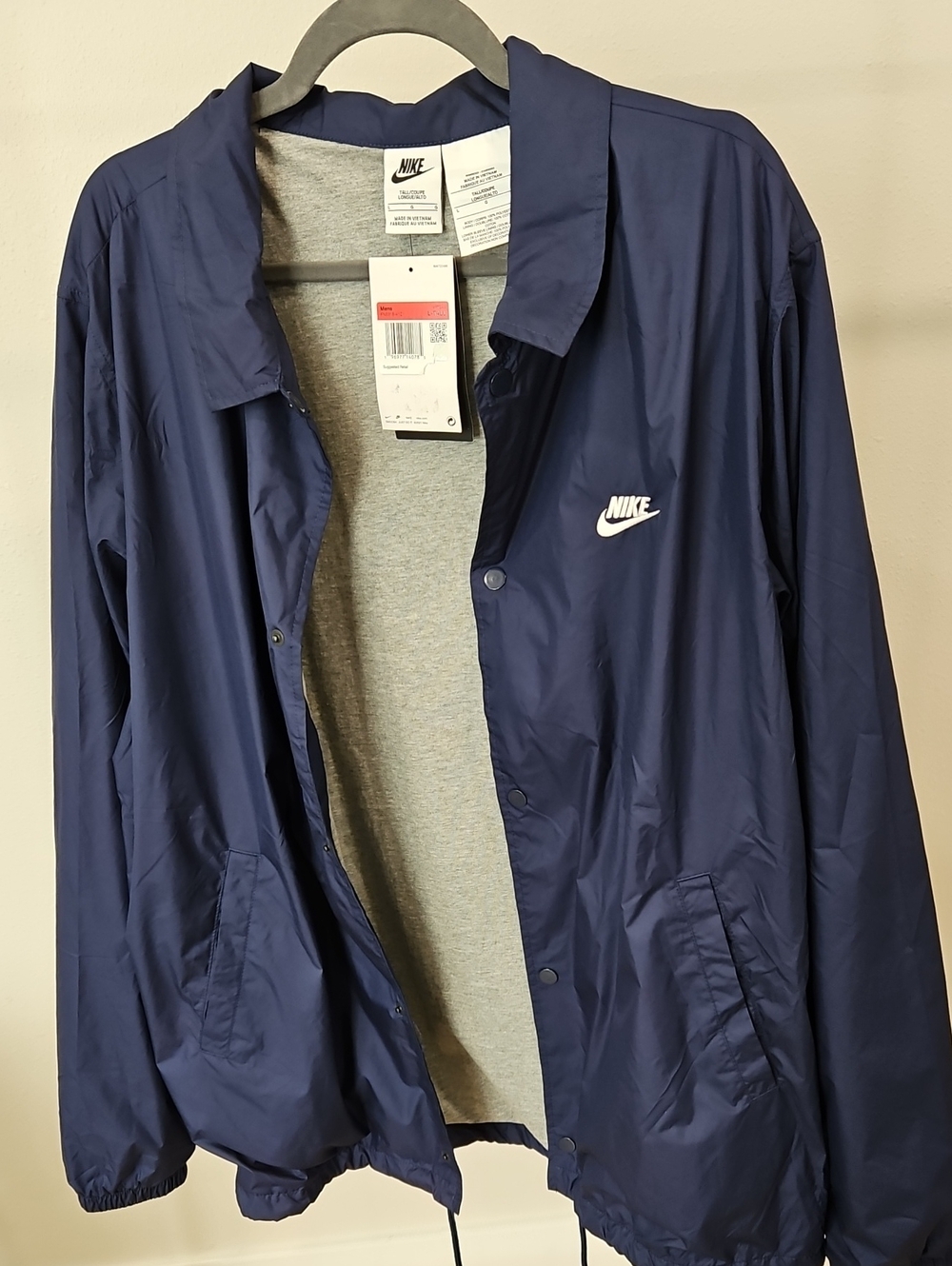 Nike Men's Navy Windbreaker Jacket with White Logo